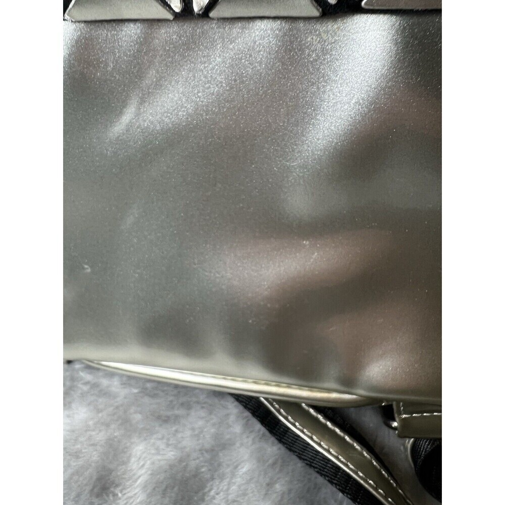 Sondra Roberts Squared Silver Metallic Geometric Pattern Mini Backpack Bag - Picture 10 of 15